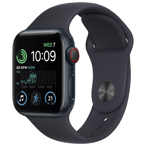 Apple Watch SE (GPS + Cellular) 44mm Midnight Aluminum Case with Midnight Sport Band (2022) - (Open Box)